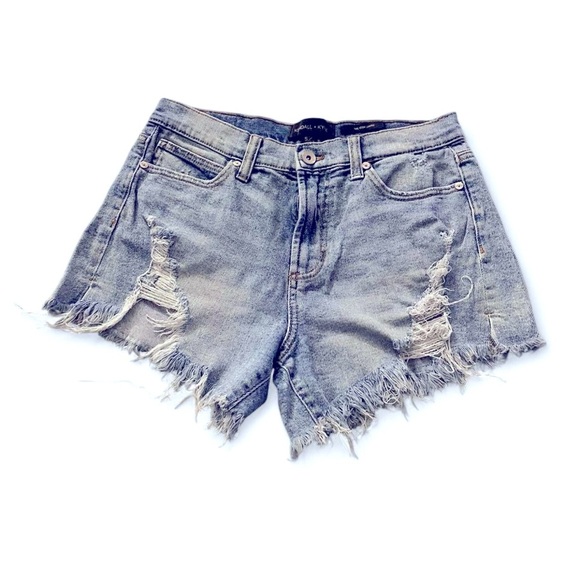 Kendall & Kylie Blue Jean Shorts Distressed Raw Hem - Picture 1 of 3